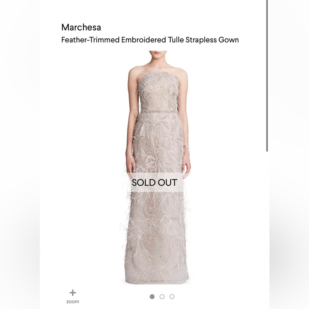 Couture dress marchesa feather gown - bought for wedding gown 10 fits 6/8